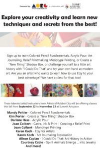 Fall 2019 art classes at Summit Artspace